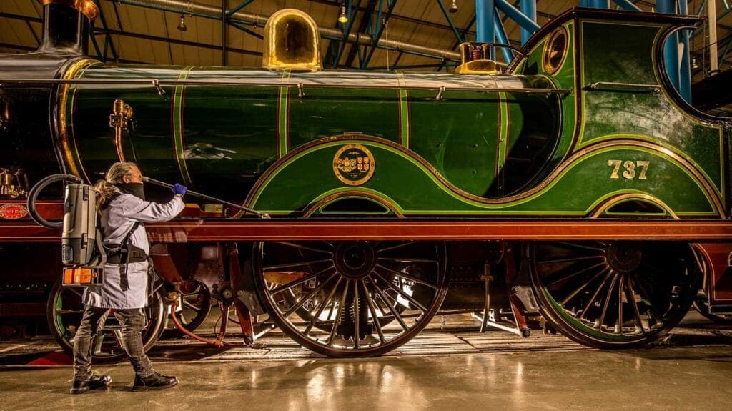Curatorial Team Assistant Martyn Halman prepares SECR D Class No. 737 ahead of reopening